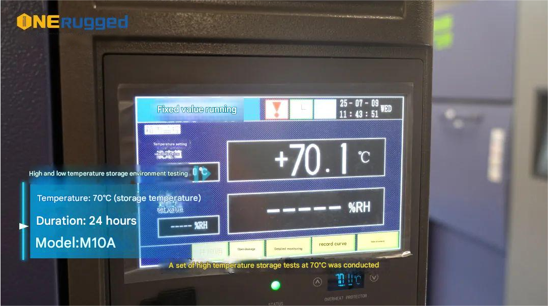 Oneugged в Прочный планшет undergoes a Тест хранения от-30 ° C до 70 ° C, proving its resilience in extreme conditions.