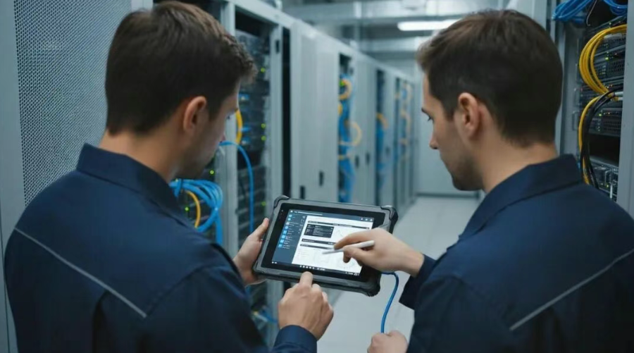  IT maintenance personnel can directly connect the tablet to servers using its Проводной порт Ethernet