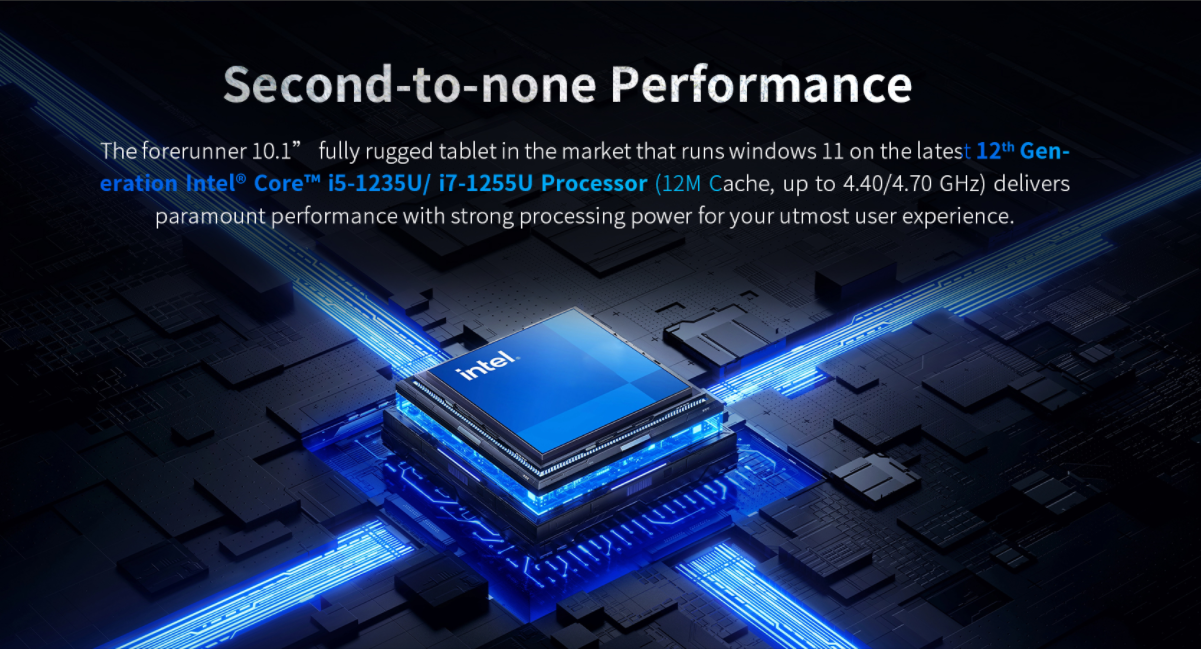  Прочный планшет M10A is powered by the 12th Gen Intel Core i5-1235U or i7-1255U processor
