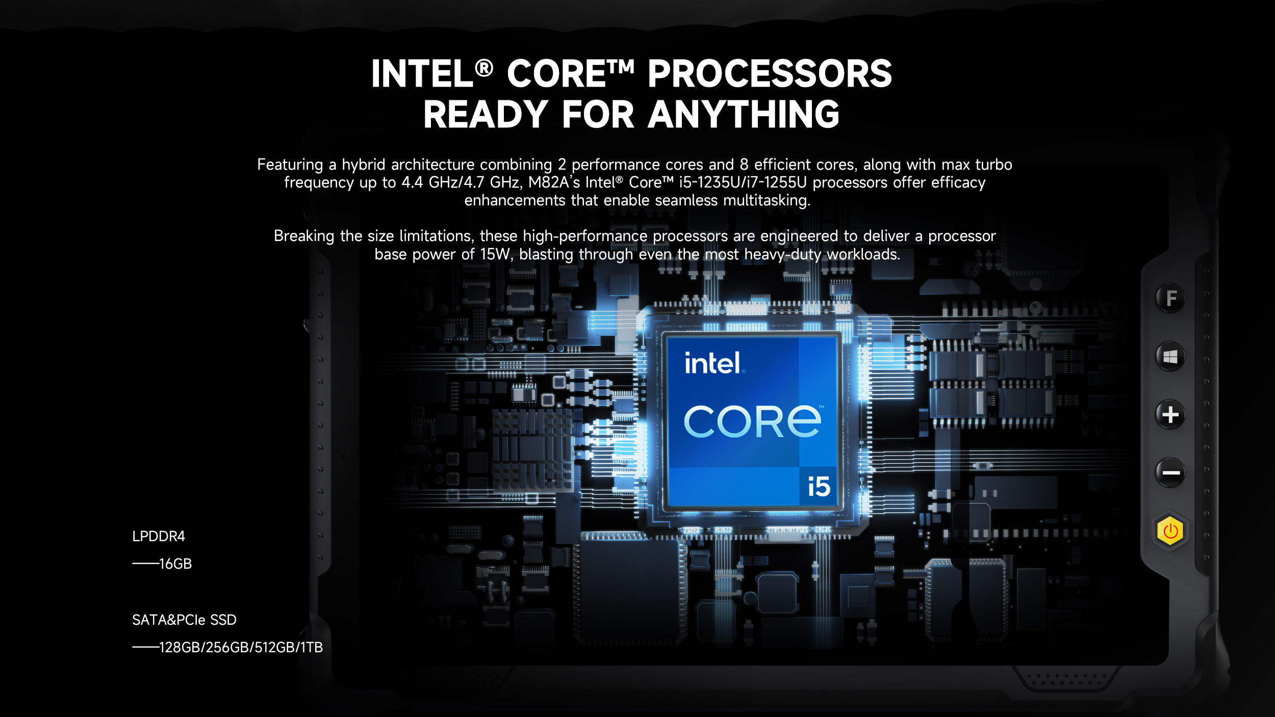Powered by an Процессор Intel CИлиe Бег Виндовс 11 IoT, the M82A allows field engineers to run desktop-class software directly at the edge Powered by an Процессор Intel CИлиe Бег Виндовс 11 IoT, the M82A allows field engineers to run desktop-class software directly at the edge