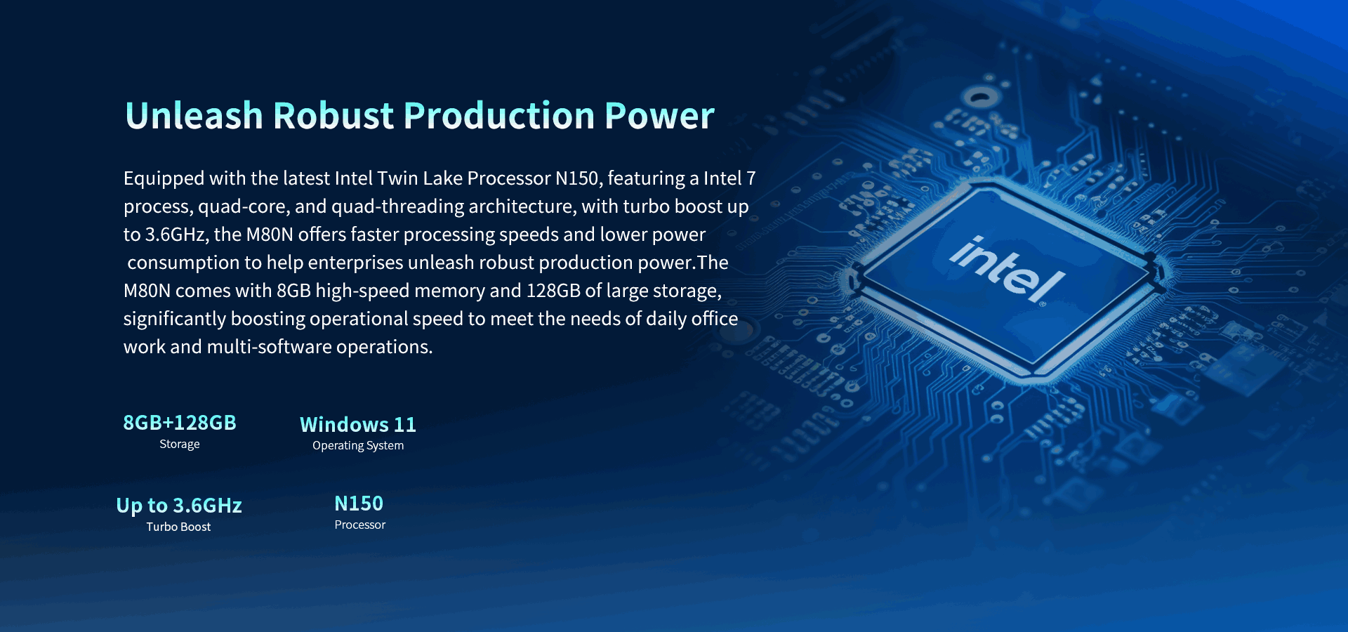 Equipped with the latest IntelTwin Lake Processor N150,