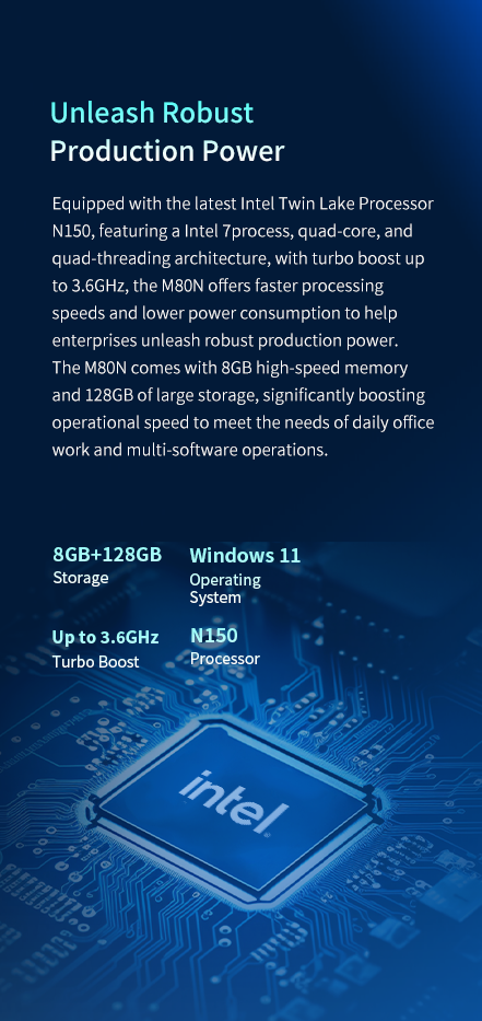 Equipped with the latest IntelTwin Lake Processor N150