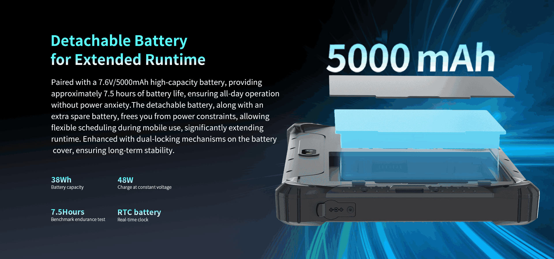 Detachable Batteryfor Extended Runtime