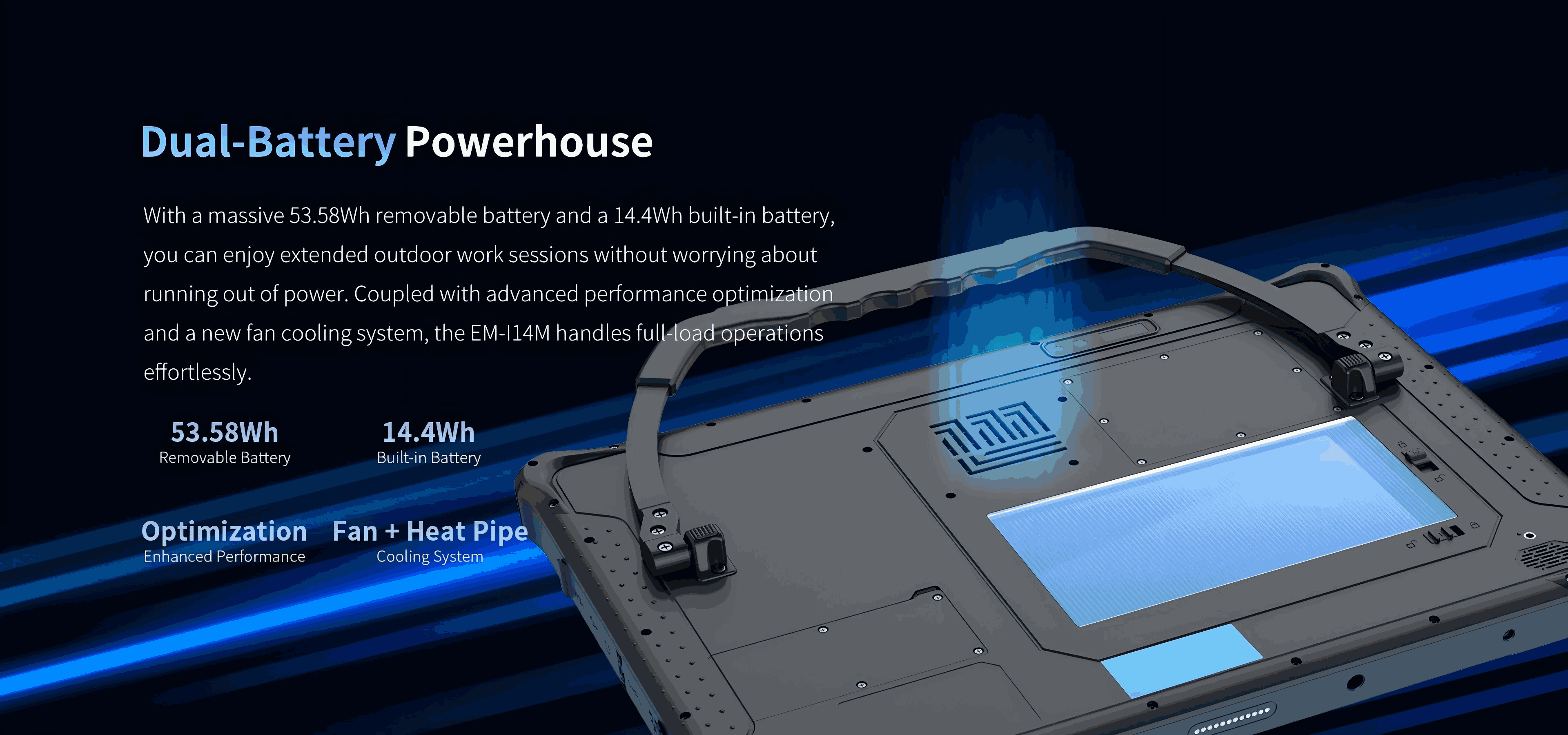 rugged notebook with dual battery