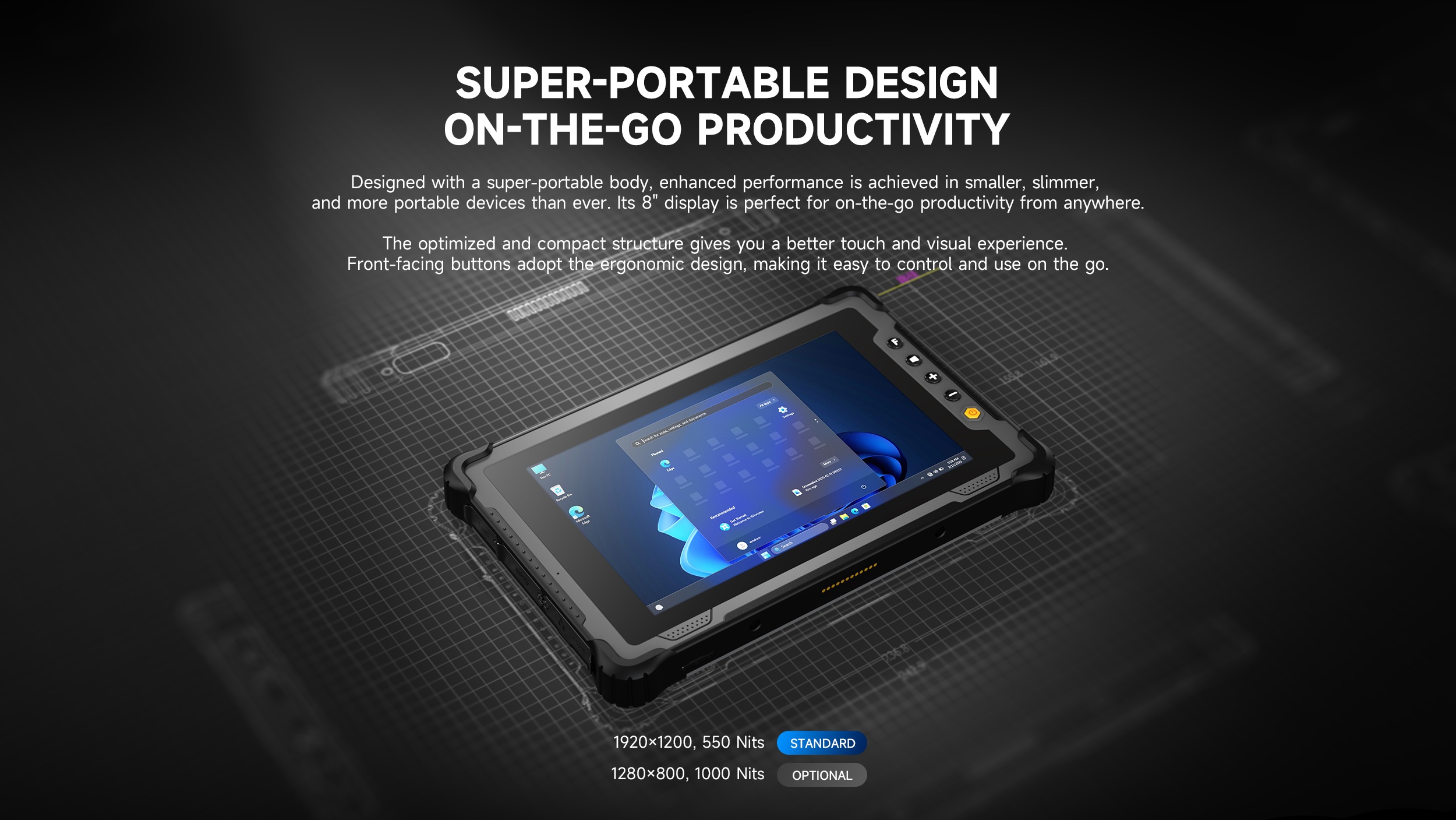 SUPER-PORTABLE DESIGN ON-THE-GO PRODUCTIVITY
